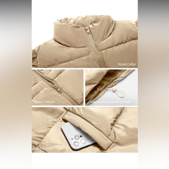 Women's Tan Puffer Vest - Picture 3 of 3